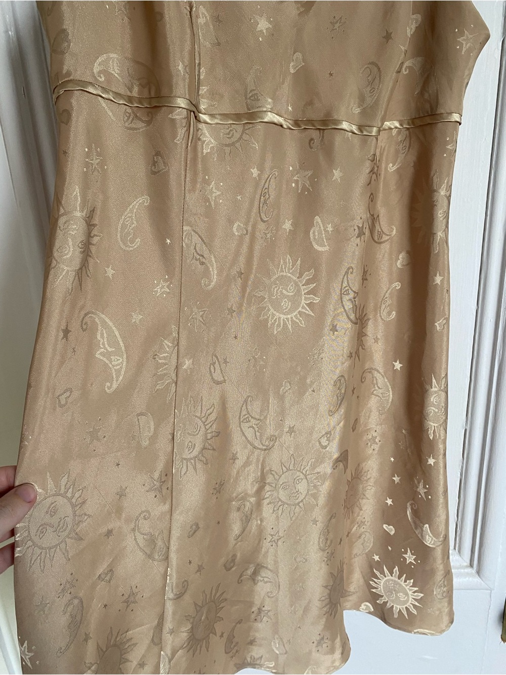‼️SOLD OUT‼️Vintage y2k Gold Slip Dress with Celestial Print - Picture 4 of 10